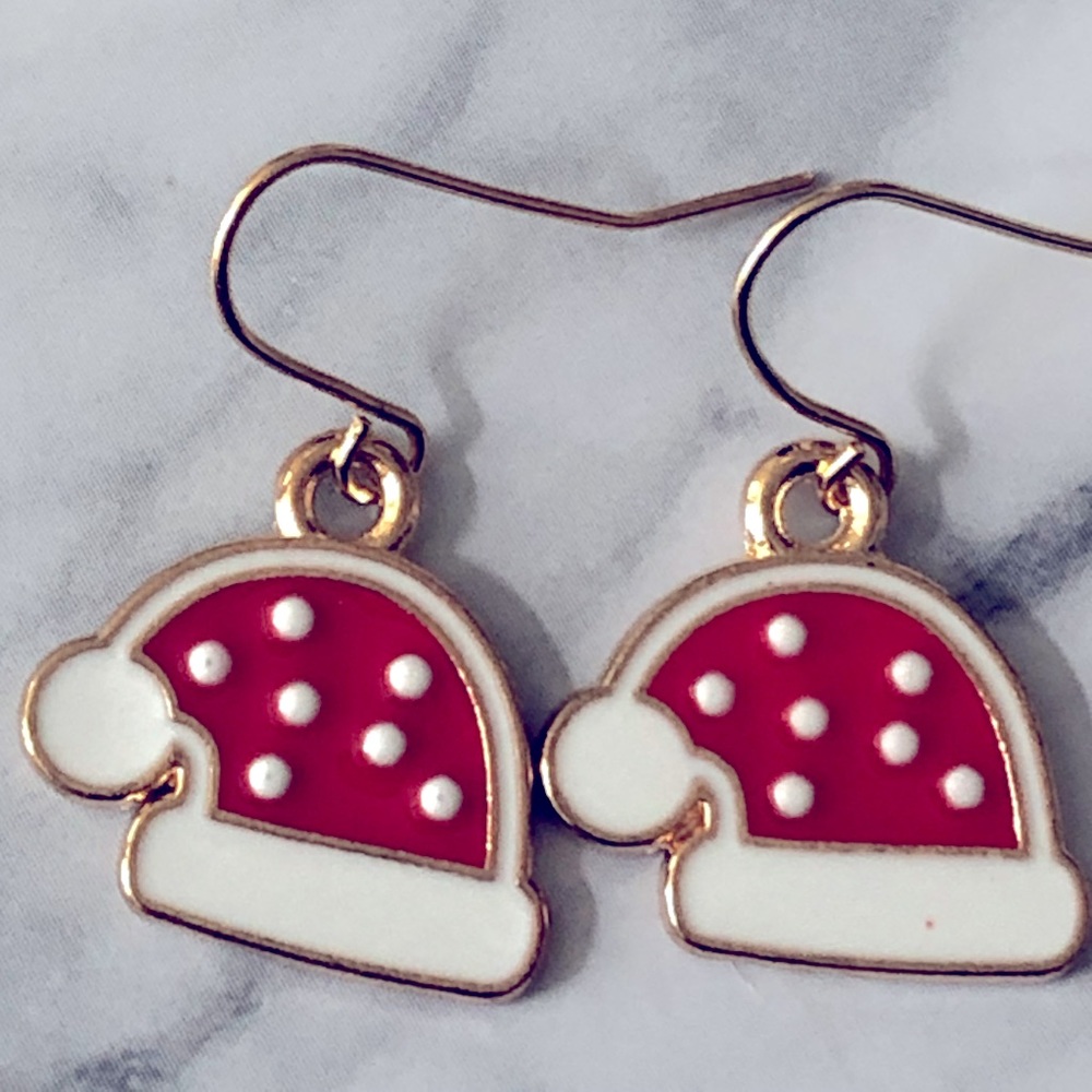 Santa’s Hat Christmas Winter Holiday Cute Fun New Hand Crafted Earrings
